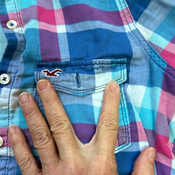 Hollister cotton plaid shirt size medium - Picture 3 of 5